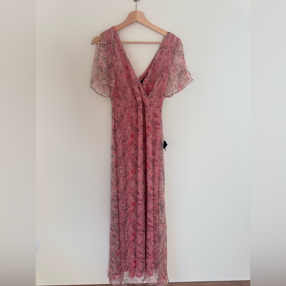Lulus Dreamiest Desires Pink Floral Flutter Sleeve Maxi Dress - Picture 6 of 8